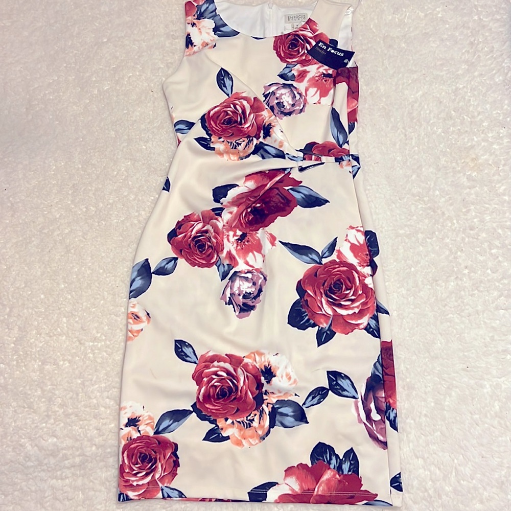 White dress with roses